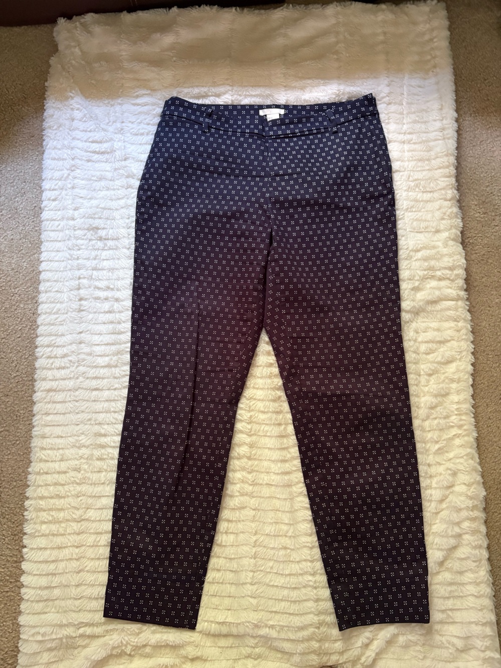 H&M Navy Ankle Pants with White Mini Geometric Print